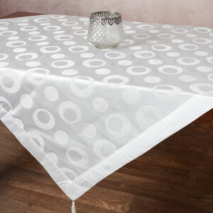Σατέν τραπεζοκαρέ 082 (130cm x 130cm) λευκό