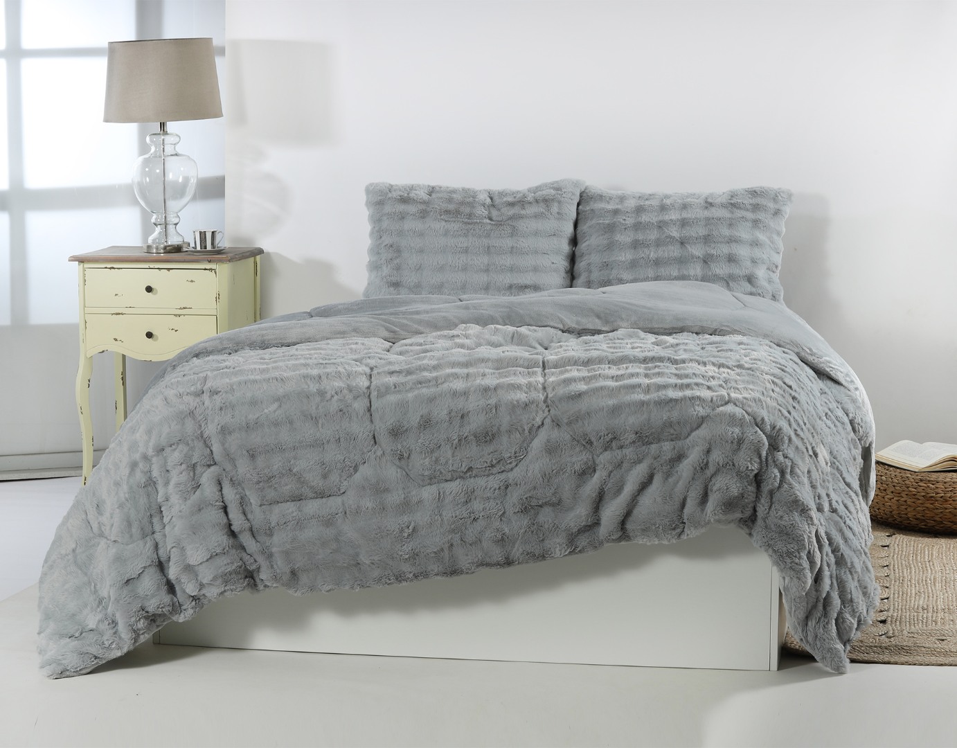 Κουβερτοπάπλωμα burble (240cm x 260cm +2 x50cm x 70cm) γκρί