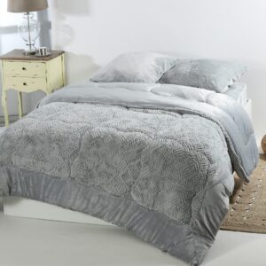Κουβερτοπάπλωμα pv plush (240cm x 260cm) blue silver