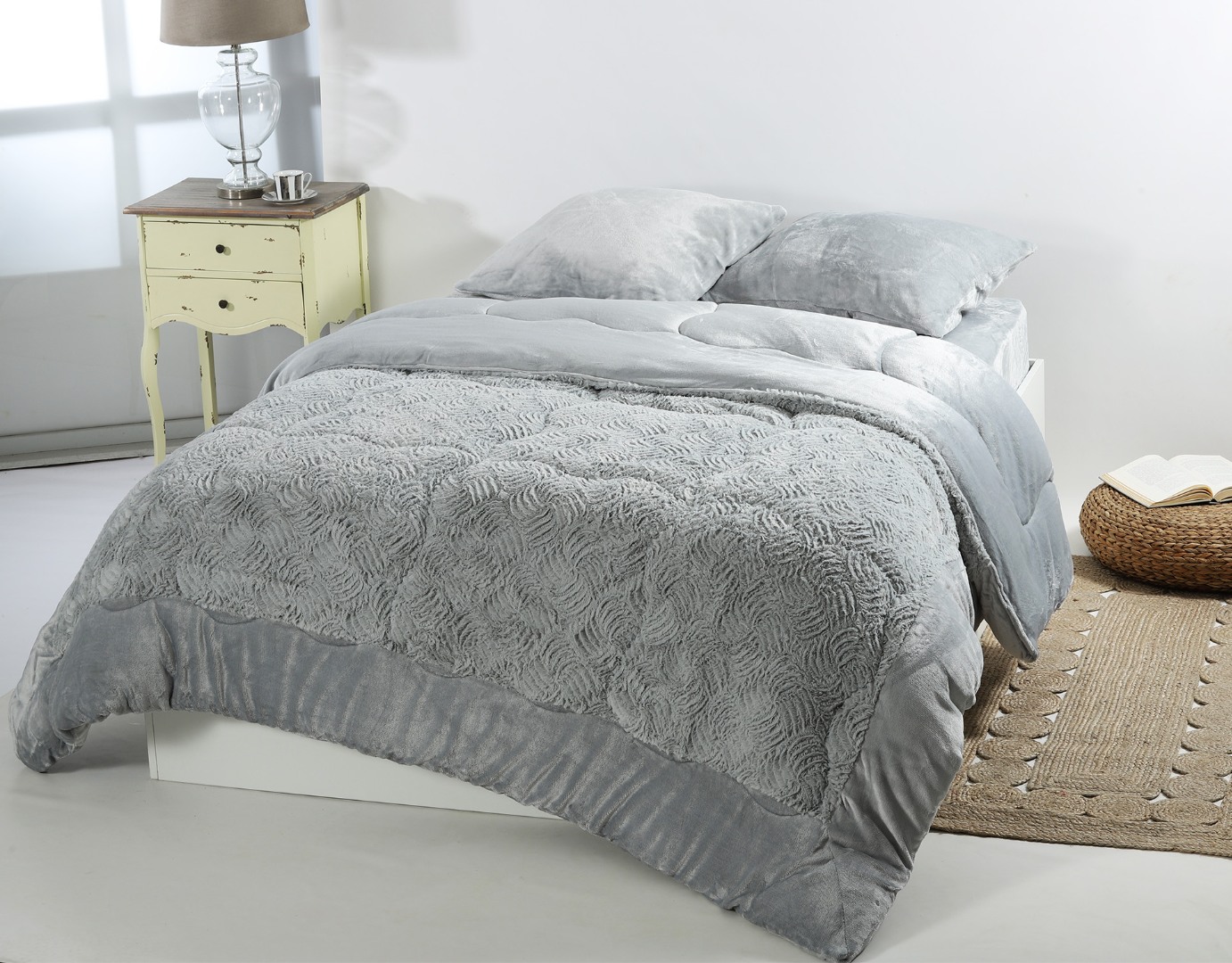 Κουβερτοπάπλωμα pv plush (240cm x 260cm) blue silver