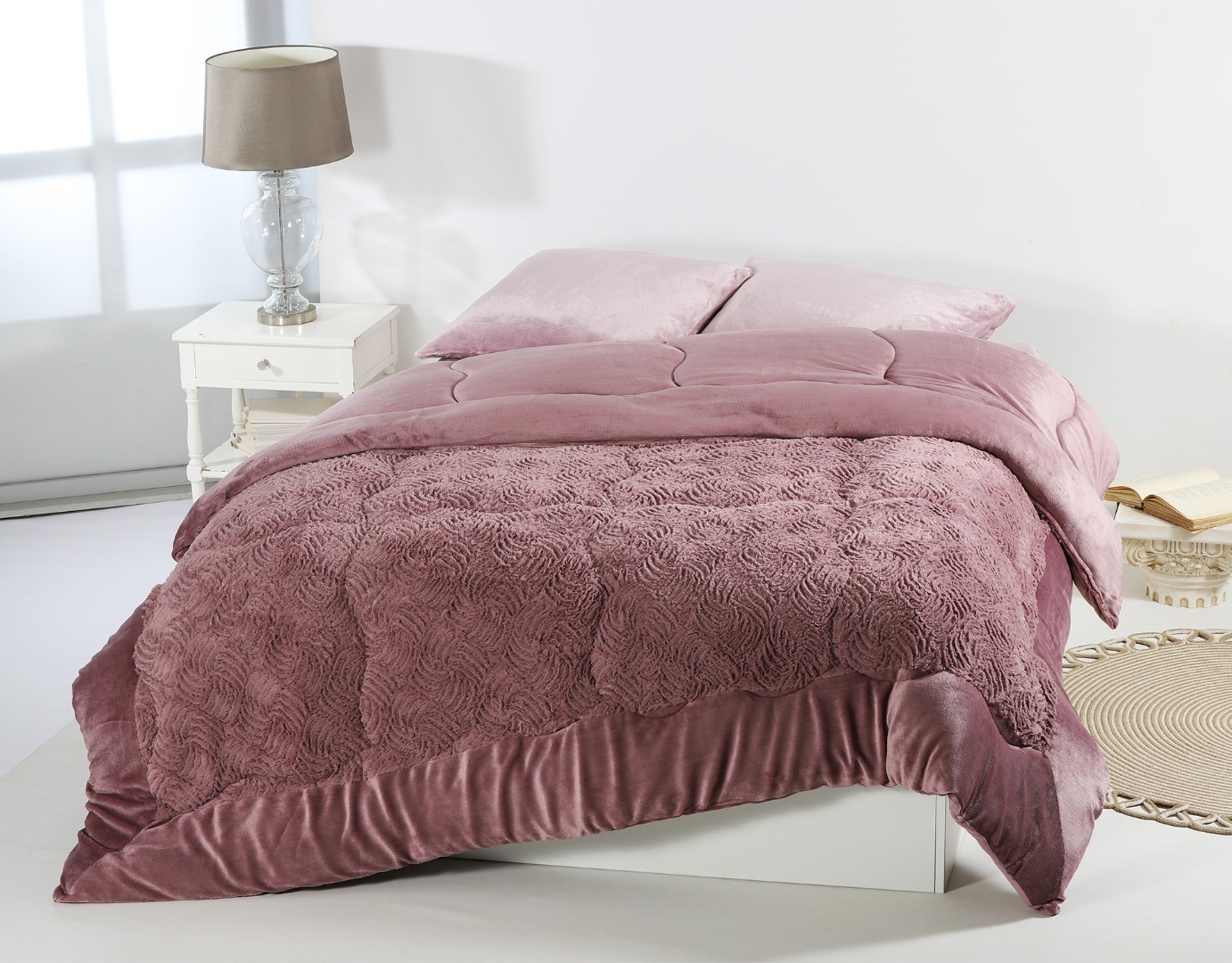 Κουβερτοπάπλωμα pv plush (240cm x 260cm) rust red