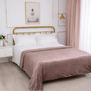 Κουβέρτα με sherpa damask (220cm x 240cm) syklamen