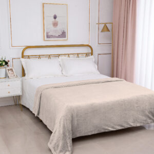 Κουβέρτα με sherpa damask (170cm x 220cm) camel
