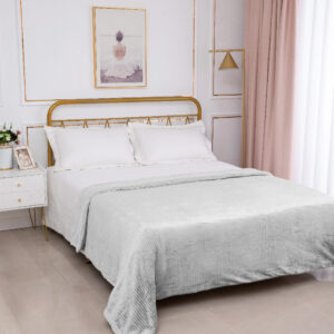 Κουβέρτα με sherpa damask (220cm x 240cm) light grey