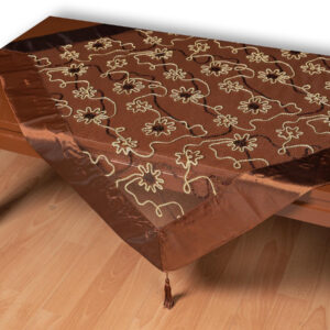 Τούλινο τραπεζοκαρέ 7180 (130cm x 130cm) καφέ