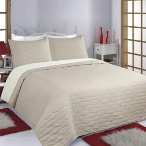ΚΟΥΒΕΡΛΙ σετ (220cm x 240cm + 2 x 50cm x 70cm) RUBY beige/ivory