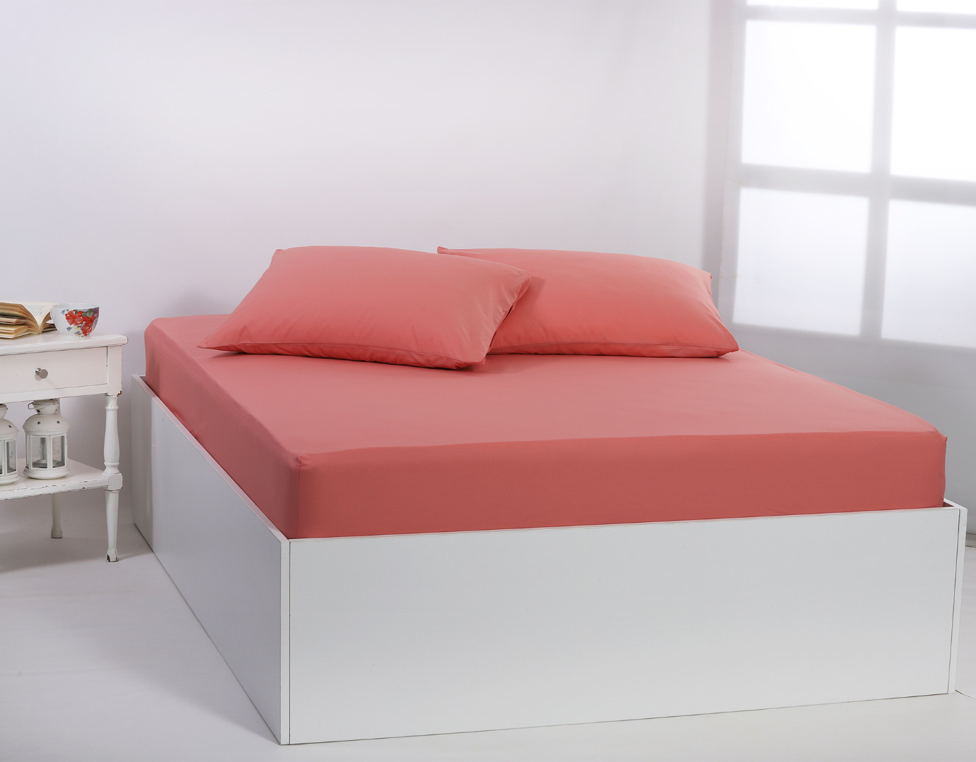 Βαμβακερό σεντόνι essentials (165cm x 200cm + 35cm) coral almond