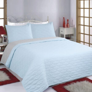ΚΟΥΒΕΡΛΙ σετ (170cm x 220cm + 1 x 50cm x 70cm) RUBY sky blue/ grey