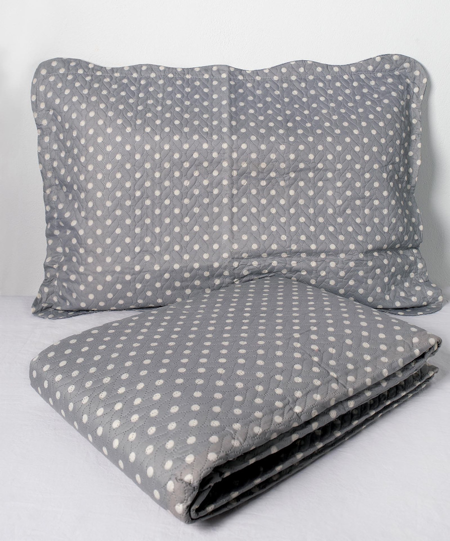 ΚΟΥΒΕΡΛΙ σετ (220cm x 240cm + 2 x 50cm x 70cm) dot grey