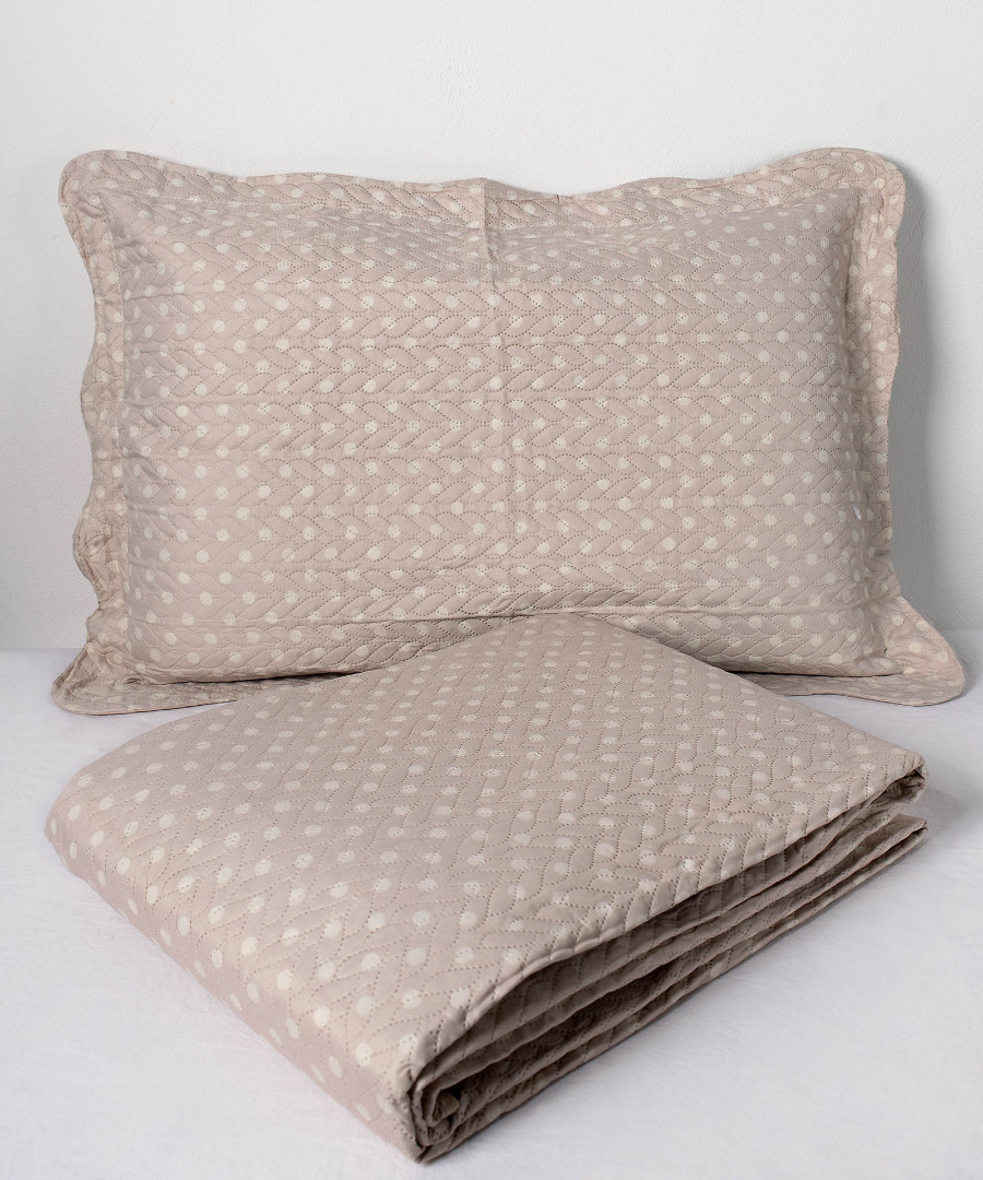 ΚΟΥΒΕΡΛΙ σετ (220cm x 240cm + 2 x 50cm x 70cm) dot beige