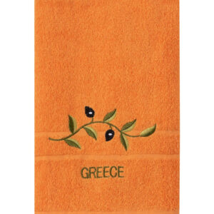 Πετσέτα Προσώπου ( 50cm x 100cm ) Πορτοκαλί με Κλαδί GREECE