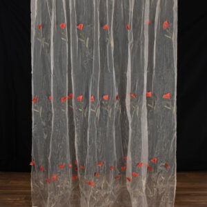Κουρτίνα ανάγλυφο κόκκινο λουλούδι (280cm x 300cm) με τρέσα