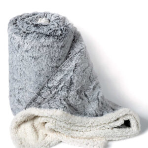 κουβέρτα fleece με sherpa (170cm x 220cm) animal γκρί