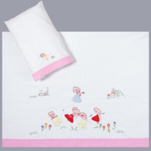 bebe σεντόνι (85cm x 135cm + 26cm x 40cm) ροζ