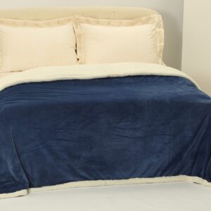 κουβέρτα fleece με sherpa (220cm x 240cm) μπλέ