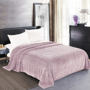 Κουβέρτα fleece braid (160cm x 220cm) λιλά