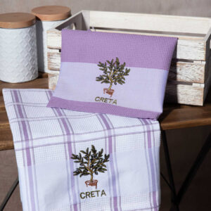 Σετ 2 τεμαχίων ποτηρόπανα (50cm x 70cm) γλάστρα λιλά CRETA