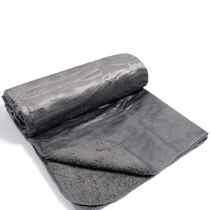 κουβέρτα velvet fleece με sherpa (170cm x 220cm) γκρί