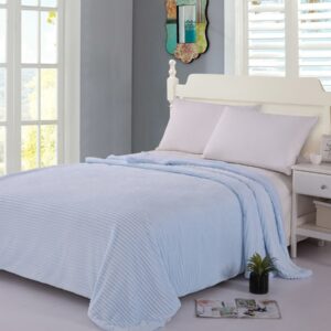 κουβέρτα fleece με sherpa (100cm x 150cm) κοτλέ σιέλ