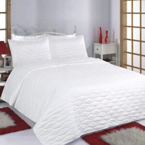 ΚΟΥΒΕΡΛΙ σετ (220cm x 240cm + 2 x 50cm x 70cm) RUBY MICROSATIN ivory