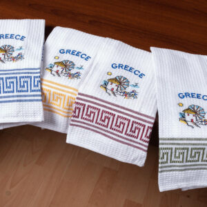 Σετ 12 τεμαχίων ποτηρόπανα (45cm x 65cm) ανεμόμυλος GREECE