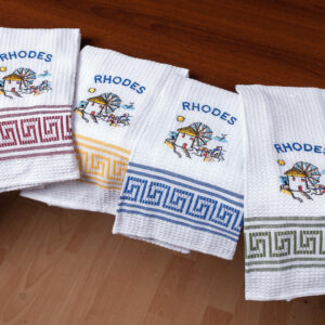 Σετ 12 τεμαχίων ποτηρόπανα (45cm x 65cm) ανεμόμυλος RHODES