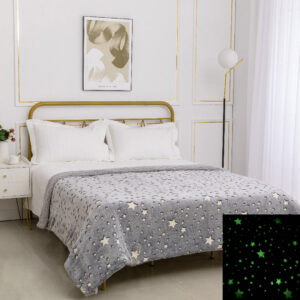 Παιδική φωσφοριζέ κουβέρτα με sherpa star (170cm x 220cm) γκρί