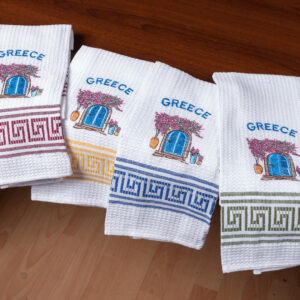 Σετ 12 τεμαχίων ποτηρόπανα (45cm x 65cm) πόρτα GREECE