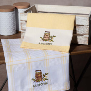 Σετ 2 τεμαχίων ποτηρόπανα (50cm x 70cm) βάζο κίτρινο SANTORINI