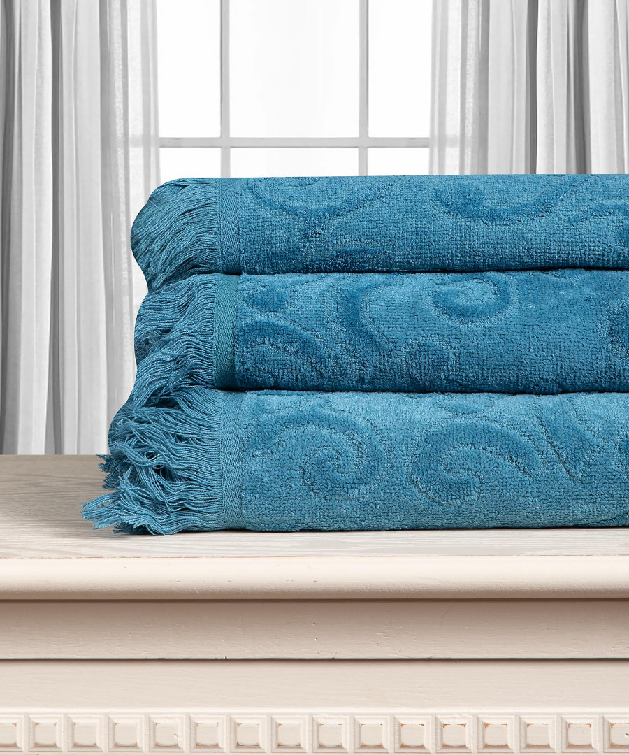 Βαμβακερή ζακάρ πετσέτα ALICIA 520gsm (40cm x 60cm) teal