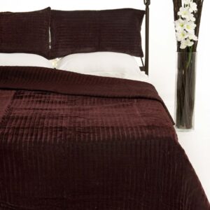 ΚΟΥΒΕΡΛΙ σετ (220cm x 240cm + 2 x 50cm x 70cm) VELVET μελιτζανί
